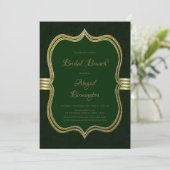 Forest Green en Gold Bridal Brunch Kaart (Staand voorkant)