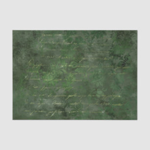 Forest Green en Gold Damask  kalligrafie Tissuepapier