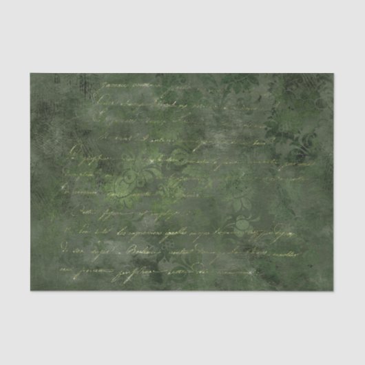 Forest Green en Gold Damask  kalligrafie Tissuepapier (Voorkant)