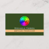 Forest Green en Peach Chic met Logo Professional Visitekaartje (Voorkant)