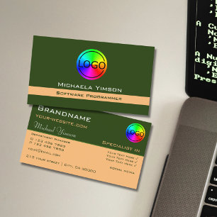 Forest Green en Peach Chic met Logo Professional Visitekaartje