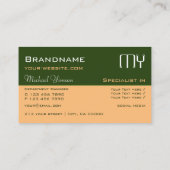 Forest Green en Peach met Initialen Professional Visitekaartje (Achterkant)
