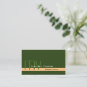 Forest Green en Peach met Initialen Professional Visitekaartje (Staand voorkant)