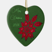 Forest Green en Red Poinsettia Keramisch Ornament (Rechts)
