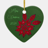 Forest Green en Red Poinsettia Keramisch Ornament (Voorkant)
