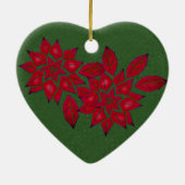 Forest Green en Red Poinsettia Keramisch Ornament (Achterkant)