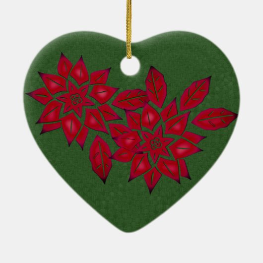 Forest Green en Red Poinsettia Keramisch Ornament (Achterkant)