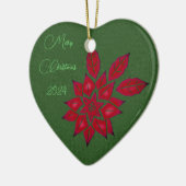 Forest Green en Red Poinsettia Keramisch Ornament (Links)