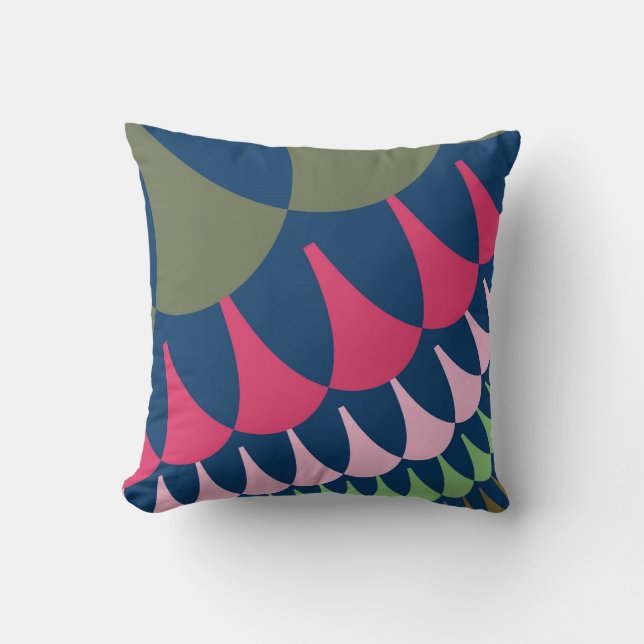 Forest Green- en roze schalen Kussen (Voorkant)