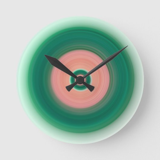 Forest Green en Salmon Pink Ronde Klok (Voorkant)