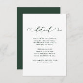 Forest Green en White Wedding Details Informatiekaartje (Voorkant / Achterkant)