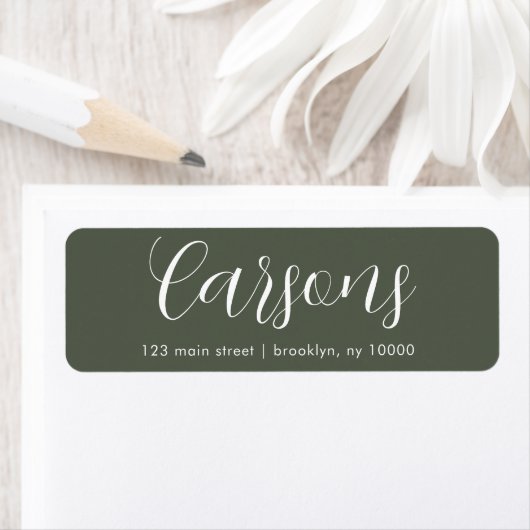 Forest Green Family Name Return Label (Insitu)