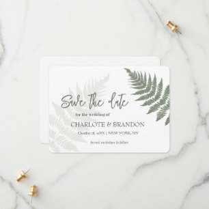 Forest Green Ferns Outdoor Wedding Save The Date