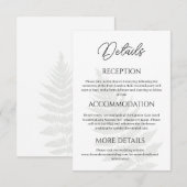 Forest Green Ferns Wedding Details Behuizing Kaart (Voorkant / Achterkant)
