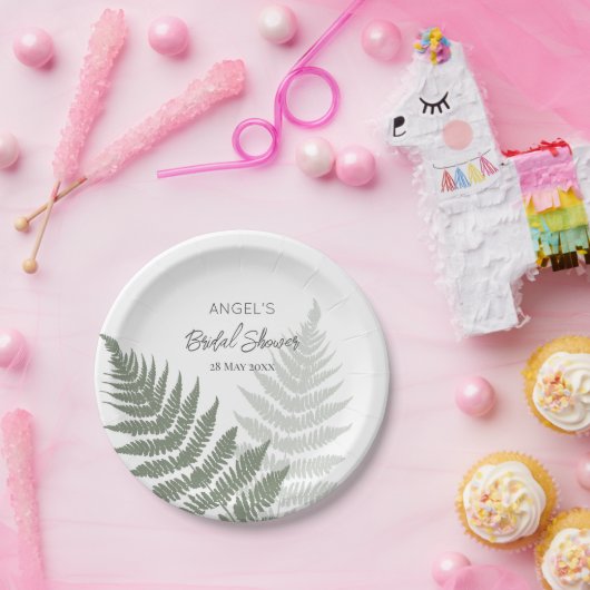 Forest Green Ferns Wedding Papieren Bordje (Feest)