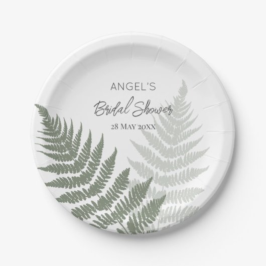 Forest Green Ferns Wedding Papieren Bordje (Voorkant)