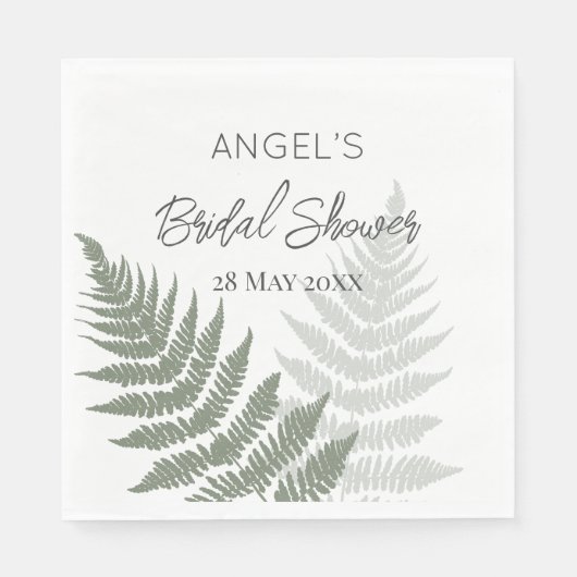 Forest Green Ferns Wedding Servet (Voorkant)