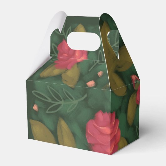 Forest Green Floral Favoriet Box Bedankdoosjes (Voorkant Zijde)