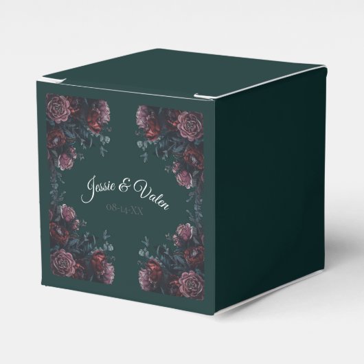 Forest Green Floral Wedding Bedankdoosjes (Voorkant Zijde)