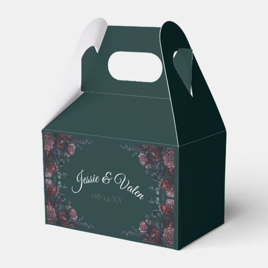 Forest Green Floral Wedding Bedankdoosjes (Voorkant Zijde)