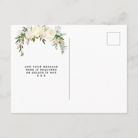 Forest Green Floral Wedding Bewaar de datumkaart Aankondigingskaart (Achterkant)