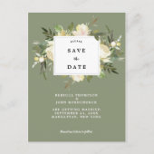 Forest Green Floral Wedding Bewaar de datumkaart Aankondigingskaart (Voorkant)