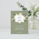 Forest Green Floral Wedding Bewaar de datumkaart Aankondigingskaart (Staand voorkant)