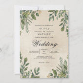 Forest Green Foliage Frame Wedding Kaart (Voorkant)