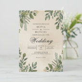 Forest Green Foliage Frame Wedding Kaart (Staand voorkant)