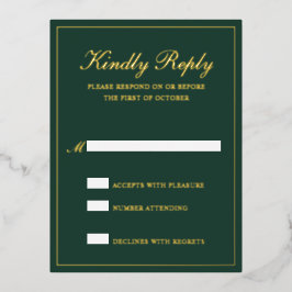 Forest Green Formal Wedding Folie RSVP Card Folie Uitnodiging Briefkaart