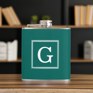 Forest Green Framed Monogram Heupfles