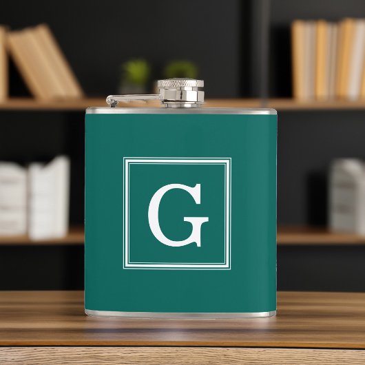 Forest Green Framed Monogram Heupfles