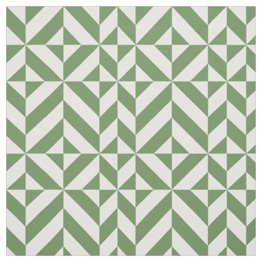 Forest Green Geometric Deco Cube Pattern Stof (Swatch)