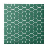 Forest Green Geometric Honeycomb Hexagon Pattern Tegeltje (Voorkant)