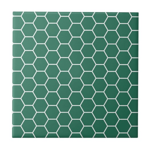 Forest Green Geometric Honeycomb Hexagon Pattern Tegeltje (Voorkant)