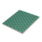 Forest Green Geometric Honeycomb Hexagon Pattern Tegeltje (Zijkant)
