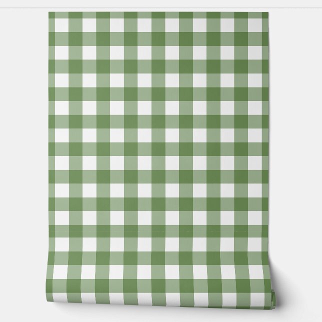 Forest Green Gingham Check Green Buffalo Plaid Behang (Afrollen)