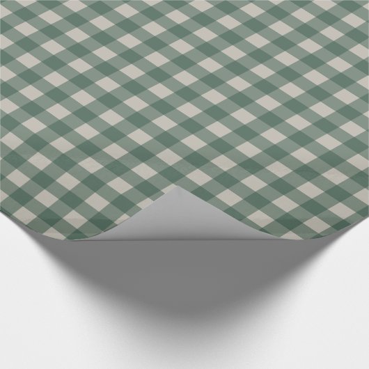 Forest Green Gingham Pattern Cadeaupapier (Hoek)