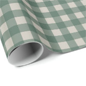 Forest Green Gingham Pattern Cadeaupapier (Rol Hoek)