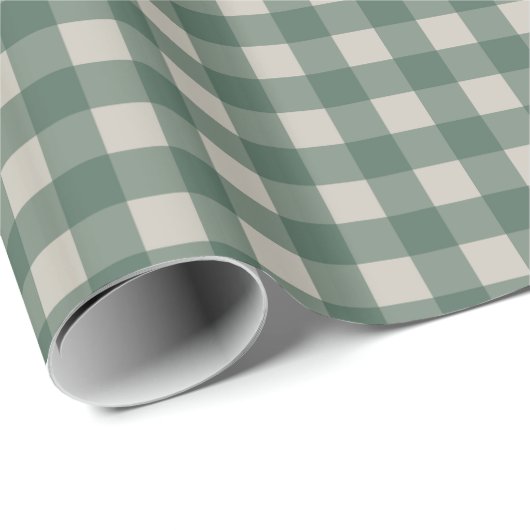 Forest Green Gingham Pattern Cadeaupapier (Rol Hoek)