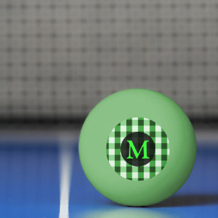 Forest Green Gingham Pattern Personalized Monogram Pingpongbal