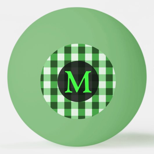 Forest Green Gingham Pattern Personalized Monogram Pingpongbal (Voorkant)