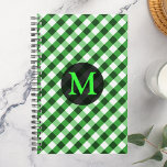 Forest Green Gingham Pattern Personalized Monogram Planner<br><div class="desc">Pas dit product aan met de brief van uw keuze!</div>