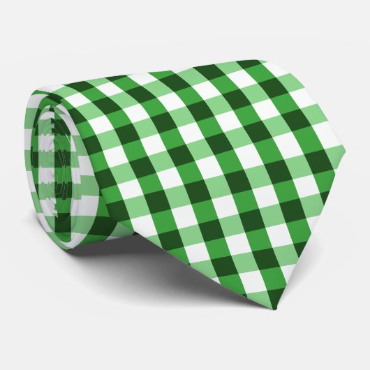 Forest Green Gingham Pattern Stropdas (Opgerold)