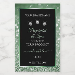 Forest Green Glitter Black Product Label Jewels Voedselcontainer Etiket