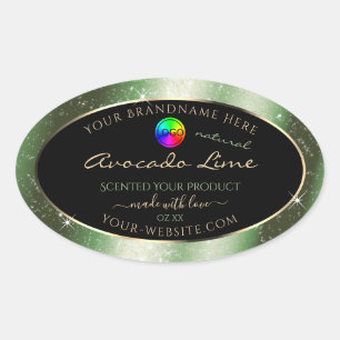 Forest Green Glitter Lijst Productlabel met Logo Ovale Sticker