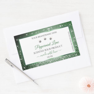 Forest Green Glitter White Product Labels Diamonds