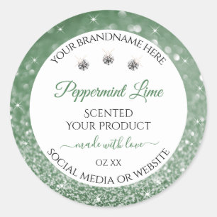 Forest Green Glitter White Product Labels Diamonds