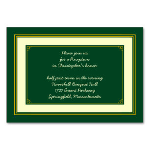 Forest Green Gold Bar Mitswa Receptie Insert Kaart