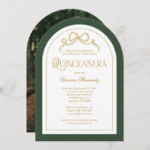 Forest Green Gold Bow 15e verjaardag van Quinceane Kaart (Voorkant / Achterkant)